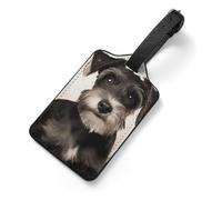 PU Leather Luggage Tags for Suitcase - Cute Schnauzer Bag Tag with Name ID Card Suitcase Tags for Women Men, Travel Essentials Colorful Luggage Identifiers for Backpack Gym Bag