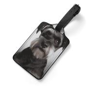 PU Leather Luggage Tags for Suitcase - Cute Schnauzer Bag Tag with Name ID Card Suitcase Tags for Women Men, Travel Essentials Colorful Luggage Identifiers for Backpack Gym Bag