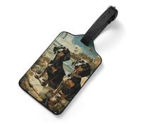 PU Leather Luggage Tags for Suitcase - Dachshund Dog Bento Bag Tag with Name ID Card Suitcase Tags for Women Men, Travel Essentials Colorful Luggage Identifiers for Backpack Gym Bag