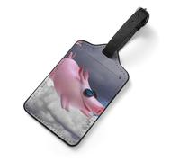 PU Leather Luggage Tags for Suitcase - Funny 3D Piggies Bag Tag with Name ID Card Suitcase Tags for Women Men, Travel Essentials Colorful Luggage Identifiers for Backpack Gym Bag