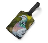 PU Leather Luggage Tags for Suitcase - Grey Pigeon Bag Tag with Name ID Card Suitcase Tags for Women Men, Travel Essentials Colorful Luggage Identifiers for Backpack Gym Bag