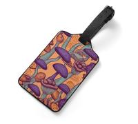 PU Leather Luggage Tags for Suitcase - Hippie Art Mushrooms Bag Tag with Name ID Card Suitcase Tags for Women Men, Travel Essentials Colorful Luggage Identifiers for Backpack Gym Bag