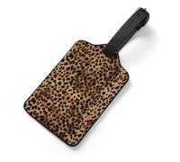 PU Leather Luggage Tags for Suitcase - Leopard Patterned Wallpaper Bag Tag with Name ID Card Suitcase Tags for Women Men, Travel Essentials Colorful Luggage Identifiers for Backpack Gym Bag
