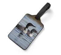 PU Leather Luggage Tags for Suitcase - Loon Birds Bag Tag with Name ID Card Suitcase Tags for Women Men, Travel Essentials Colorful Luggage Identifiers for Backpack Gym Bag