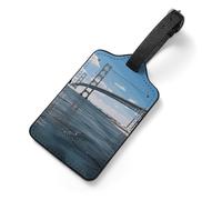 PU Leather Luggage Tags for Suitcase - Mackinac Suspension Bridge Bag Tag with Name ID Card Suitcase Tags for Women Men, Travel Essentials Colorful Luggage Identifiers for Backpack Gym Bag