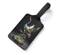 PU Leather Luggage Tags for Suitcase - Mechanical Crane Bag Tag with Name ID Card Suitcase Tags for Women Men, Travel Essentials Colorful Luggage Identifiers for Backpack Gym Bag