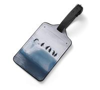 PU Leather Luggage Tags for Suitcase - Penguins on The Iceberg Bag Tag with Name ID Card Suitcase Tags for Women Men, Travel Essentials Colorful Luggage Identifiers for Backpack Gym Bag