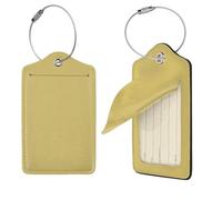 PU Leather Luggage Tags for Suitcase,Privacy Cover ID Label with Stainless Steel Loop, Travel Bag Tag Mango Yellow Name Tags for Baggage Tag Suitcase Labels for Women Men