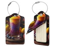 PU Leather Luggage Tags for Suitcase,Privacy Cover ID Label with Stainless Steel Loop, Travel Bag Tag Mango Smoothie Name Tags for Baggage Tag Suitcase Labels for Women Men