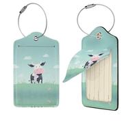 PU Leather Luggage Tags for Suitcase,Privacy Cover ID Label with Stainless Steel Loop, Travel Bag Tag Cow Background Name Tags for Baggage Tag Suitcase Labels for Women Men