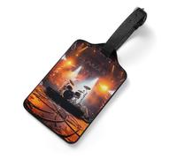 PU Leather Luggage Tags for Suitcase - Rock Concert Stage Bag Tag with Name ID Card Suitcase Tags for Women Men, Travel Essentials Colorful Luggage Identifiers for Backpack Gym Bag