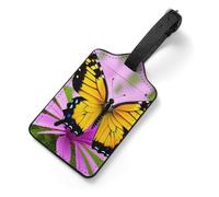 PU Leather Luggage Tags for Suitcase - Spring Butterfly Bag Tag with Name ID Card Suitcase Tags for Women Men, Travel Essentials Colorful Luggage Identifiers for Backpack Gym Bag