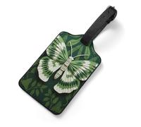PU Leather Luggage Tags for Suitcase - White Moth Bag Tag with Name ID Card Suitcase Tags for Women Men, Travel Essentials Colorful Luggage Identifiers for Backpack Gym Bag