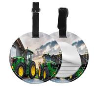 PU Leather Luggage Tags for Suitcases 1 PCS, Round Suitcase Id Tags with Privacy Protection, Agricultural Machinery, Travel Bag Name Tags for Women Men, Durable Personalized Travel Accessories