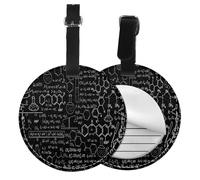 PU Leather Luggage Tags for Suitcases 2 Pcs, Round Suitcase Id Tags with Privacy Protection, Abstract Science Chemistry, Travel Bag Name Tags for Women Men, Durable Personalized Travel Accessories