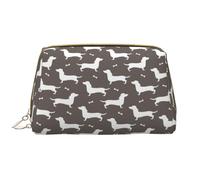 PU Leather Makeup Bag for Women,Dachshund Sausage Dog Large Capacity Travel Cosmetic Bag Toiletry Pouch Makeup Organizer