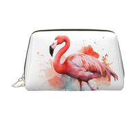 PU Leather Makeup Bag Travel Cosmetic Bags Waterproof Large Capacity Toiletry Organizer with Zipper, Cute Portable Pouch Watercolor Flamingo Toiletry Bag Make Up Bag for Women