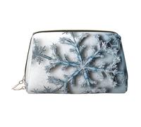PU Leather Makeup Bag Travel Cosmetic Bags Waterproof Large Capacity Toiletry Organizer with Zipper, Cute Portable Pouch Transparent Snowflake Toiletry Bag Make Up Bag for Women