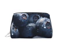 PU Leather Makeup Bag Travel Cosmetic Bags Waterproof Large Capacity Toiletry Organizer with Zipper, Cute Portable Pouch Delicious Blueberry Toiletry Bag Make Up Bag for Women