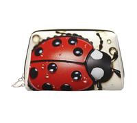 PU Leather Makeup Bag Travel Cosmetic Bags Waterproof Large Capacity Toiletry Organizer with Zipper, Cute Portable Pouch Beautiful Ladybug Toiletry Bag Make Up Bag for Women