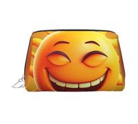 PU Leather Makeup Bag Travel Cosmetic Bags Waterproof Large Capacity Toiletry Organizer with Zipper, Cute Portable Pouch Yellow Sun Toiletry Bag Make Up Bag for Women