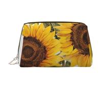 PU Leather Makeup Bag Travel Cosmetic Bags Waterproof Large Capacity Toiletry Organizer with Zipper, Cute Portable Pouch Alluring Sunflowers Summer Toiletry Bag Make Up Bag for Women