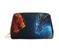 PU Leather Makeup Bag Travel Cosmetic Bags Waterproof Large Capacity Toiletry Organizer with Zipper, Cute Portable Pouch Fire and ice Dragons Toiletry Bag Make Up Bag for Women