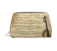 PU Leather Makeup Bag Travel Cosmetic Bags Waterproof Large Capacity Toiletry Organizer with Zipper, Cute Portable Pouch Music Notes on Old Paper Toiletry Bag Make Up Bag for Women