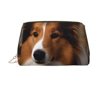 PU Leather Makeup Bag Travel Cosmetic Bags Waterproof Large Capacity Toiletry Organizer with Zipper, Cute Portable Pouch Shetland Sheepdog Toiletry Bag Make Up Bag for Women