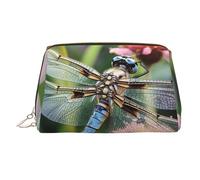 PU Leather Makeup Bag Travel Cosmetic Bags Waterproof Large Capacity Toiletry Organizer with Zipper, Cute Portable Pouch Dragonfly Insects Flowers Toiletry Bag Make Up Bag for Women