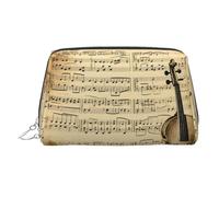 PU Leather Makeup Bag Travel Cosmetic Bags Waterproof Large Capacity Toiletry Organizer with Zipper, Cute Portable Pouch Music Notes on Old Paper Toiletry Bag Make Up Bag for Women