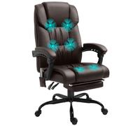 Vinsetto PU Massage Office Chair Height Adjustable Computer Chair White - Brown