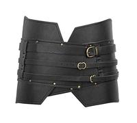 PU Leather Medieval Vintage Wide Belt Pirate Accessory Middle Ages Knight Armors Cosplay Costume Corset Wide Belt for Women Men, Black