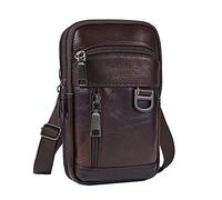 PU Leather Men's Cell Phone Belt Loop Case Waist Bag Travel Shoulder Bag Crossbody Pack Wallet