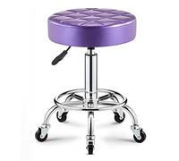 PU Leather Modern Round Rolling Stool with Footrest Height Adjustable Spa Drafting Salon Tattoo Work Massage Stools Task Chair,Purple