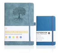 PU Leather Notebook, 2 Pcs Hardcover Journal Pocket Notebook Leather Notepad A5 Notebooks A6 Small Notebooks Mini Notepads Travel Diary Elastic Band for School Business Works Travel Notes (Blue)