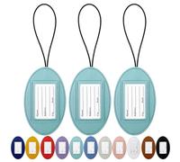 Pu Leather Oval Elastic Portable Multi-Purpose Luggage Identifier for Suitcase,Pu Leather Oval Elastic Multi-Purpose Portable Baggage Identifier,with Name Id Card,Anti-Theft for Travel (Light Blue)