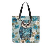 Pu Leather Owl Spring Flowers Turquoise Tote Bag Soft Shoulder Bags Top Handle Purses And Handbags Weekender Hobo for Women