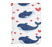 PU Leather Passport Card Holder Cover Combo Lightweight Passport Case for Women Girl Badge ID Vaccine Card Holder Wallet Travel Blue Valentine Whale Love, Blue Valentine Whale Love, One Size, Casual