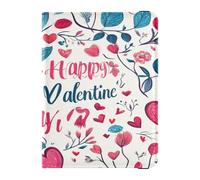 PU Leather Passport Card Holder Cover Combo Ultra Slim Vaccine Case Protector Cover for Family Vacation Cute Passport Book Travel Essentials Valentines Day Floral Leaves Love Hearts Happy Valentine's,