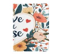 PU Leather Passport Card Holder Cover Combo Waterproof Wallet Combo for Women and Men Badge ID Vaccine Card Holder Wallet Travel Essentials Valentines Day Flowers Heart Branch Love You Mose,
