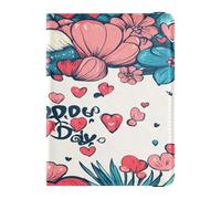 PU Leather Passport Card Holder Cover Combo Waterproof Wallet Passport Holder for Women Girl Document Organizer Holder Accessories Travel Valentines Day Flowers Love Heart Gnome Happy Valentine's Day,