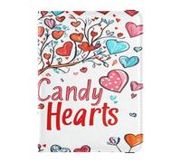 PU Leather Passport Holder Cover Lightweight Card Holder Passport Case for Women Men Family Document Organizer Holder Accessories Travel Essentials Valentines Day Tree Red Love Heart Candy Hearts,