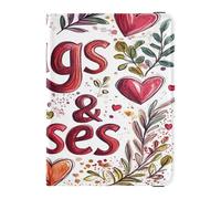 PU Leather Passport Holder Cover Lightweight Wallet Passport Holder for Family Vacation Cute Passport Book Travel Valentines Day Floral Leaves Hearts Hugs Kisses, Valentines Day Floral Leaves Hearts