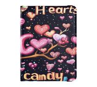 PU Leather Passport Holder Cover Ultra Slim Card Holder Passport Case for Family Vacation Document Organizer Holder Accessories Travel Essentials Valentines Day Tree Love Heart Candy Hearts,