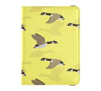 PU Leather Passport Holder Cover Ultra Slim Wallet Combo for Family Vacation Cute Passport Book Travel Essentials Canada Geese Cartoon, Multicolor, One Size, Modern/Fitted