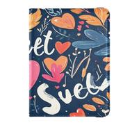 PU Leather Passport Holder Cover Ultra Slim Wallet Combo for Women Men Family Document Organizer Holder Accessories Travel Valentines Day Floral Leaves Love Hearts Sweet, Valentines Day Floral Leaves