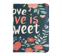 PU Leather Passport Holder Cover Wallet Ultra Slim Wallet Combo for Women Men Family Cute Passport Book Travel Valentines Day Floral Leaves Gnome Love Is Sweet, Valentines Day Floral Leaves Gnome Love