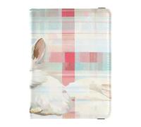 PU Leather Passport Holder Cover Wallet Waterproof Card Holder Passport Case for Women and Men Document Organizer Holder Accessories Travel Essentials Buffalo Plaid Bunny Rabbits Happy Easter, Buffalo
