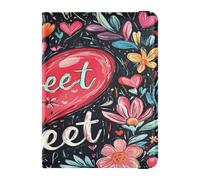 PU Leather Passport Holder Cover Waterproof Passport Case for Women Girl Document Organizer Holder Accessories Travel Valentines Day Florals Love Hearts Sweet, Valentines Day Florals Love Hearts